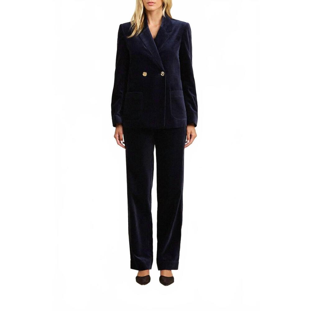 NEW TROVATA grant velvet blazer in dark sapphire